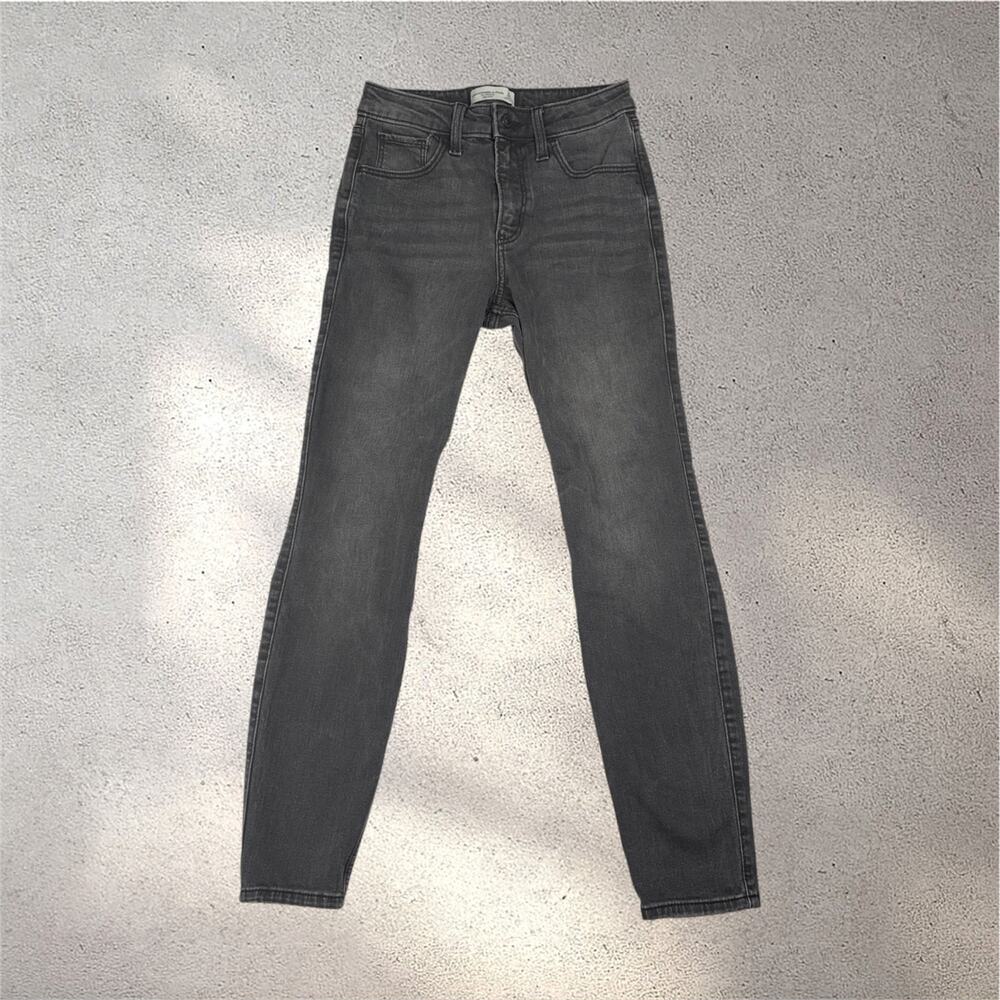 Abercrombie & Fitch The Skinny High Rise Jeans 24/00 Gray Stretch Denim